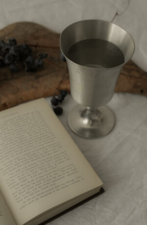 Set of four tin wine goblets - Image 2