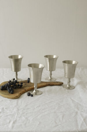 Set of four tin wine goblets