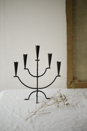 Five-armed black candle holder - Image 2