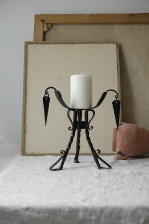 Cast Iron Mid century brutalist-style candleholder
