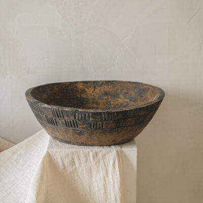 Raw antique wood bowl
