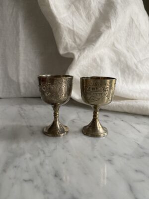 Set of four vintage silver egg cups