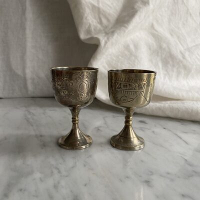 Set of four vintage silver egg cups