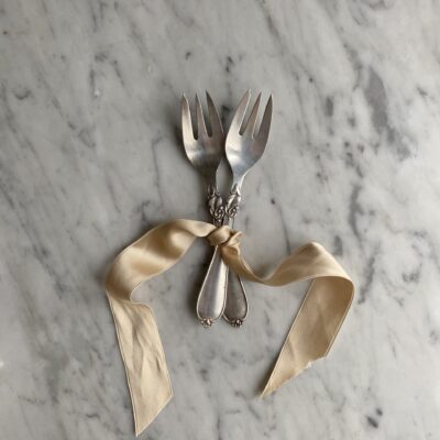 Vintage silver decorative dessert forks