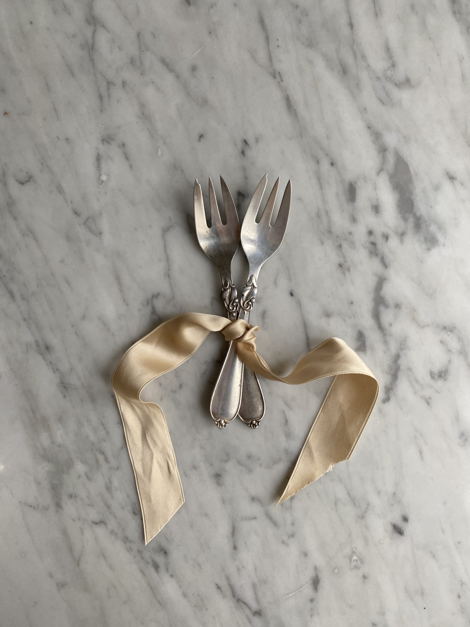 Vintage silver decorative dessert forks