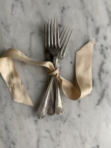 Vintage silver decorative dessert forks