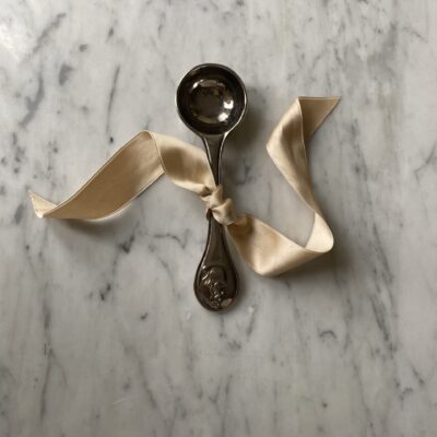 Vintage coffee brew spoon in silver