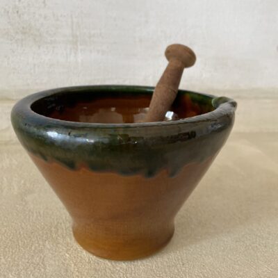 Vintage spanish Mortar & Pestle Caramel Glazed