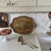 Vintage Italian Florentine tray with pink, green and gold.