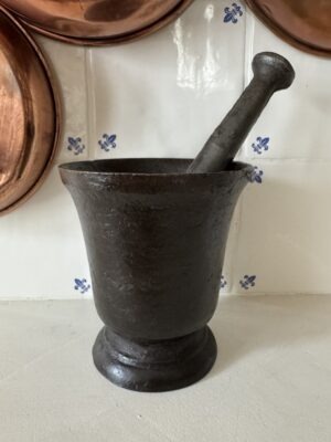 Antique apothecary Cast Iron Mortar and Pestle 1800