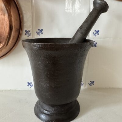 Antique apothecary Cast Iron Mortar and Pestle 1800