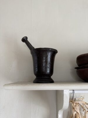 Antique apothecary Cast Iron Mortar and Pestle 1800 - Image 4
