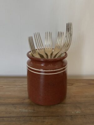 Two toned glaced Stoneware Kitchen utensils Pot. Rustic Cottage Kitchen Jar perfect for storing kitchen utensils.