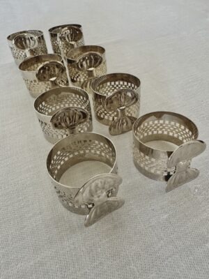 Vintage silver napkin rings with bow