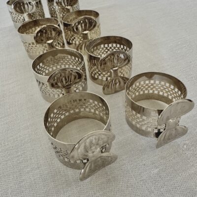 Vintage silver napkin rings with bow