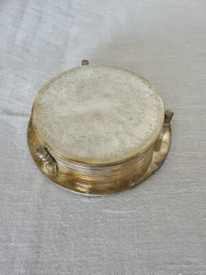 Vintage silver platerd coasters with bottle holder