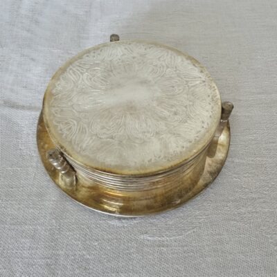 Vintage silver platerd coasters with bottle holder