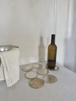 Vintage silver platerd coasters with bottle holder - Image 4