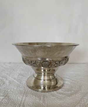 Footed Silver Bowl with Grapevines ornaments.