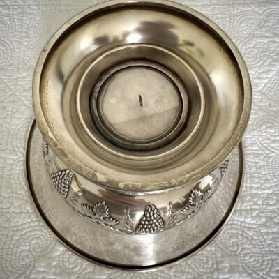 Footed Silver Bowl with Grapevines ornaments.